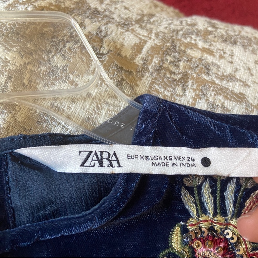 Zara Navy and Gold Embroidered Dress - Picture 10 of 11